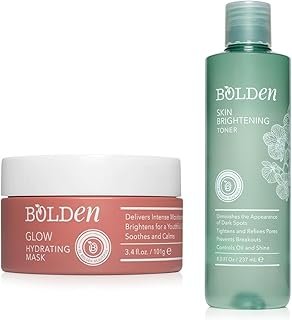 BOLDEN Skincare Glow Bundle – Brightening Toner with Glycolic Acid & Hydrating Face Mask with Hyaluronic Acid for Smooth, Radiant Skin