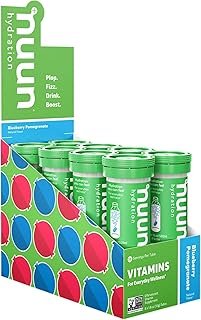 Nuun Vitamins Electrolyte Tablets with Vitamin D, C, E, A, & B6, Folic Acid, Magnesium & 4 Other Essential Electrolytes, Gluten Free & Vegan, Blueberry Pomegranate, 8 Pack (96 Servings Total)
