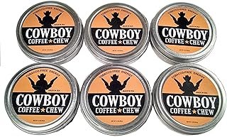 Cowboy Coffee Chew (Pack of 6) Quit Chewing Tin Can Non Tobacco Nicotine Free Smokeless Alternative to Dip Snuff Snus Leaf Pouch