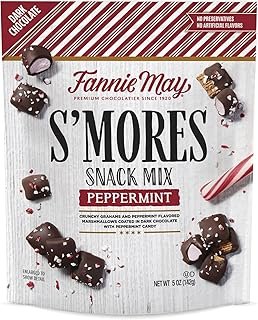 Fannie May Premium Dark Chocolate, S'mores Peppermint Snack Mix, Holiday Gift Bag, 5 Oz