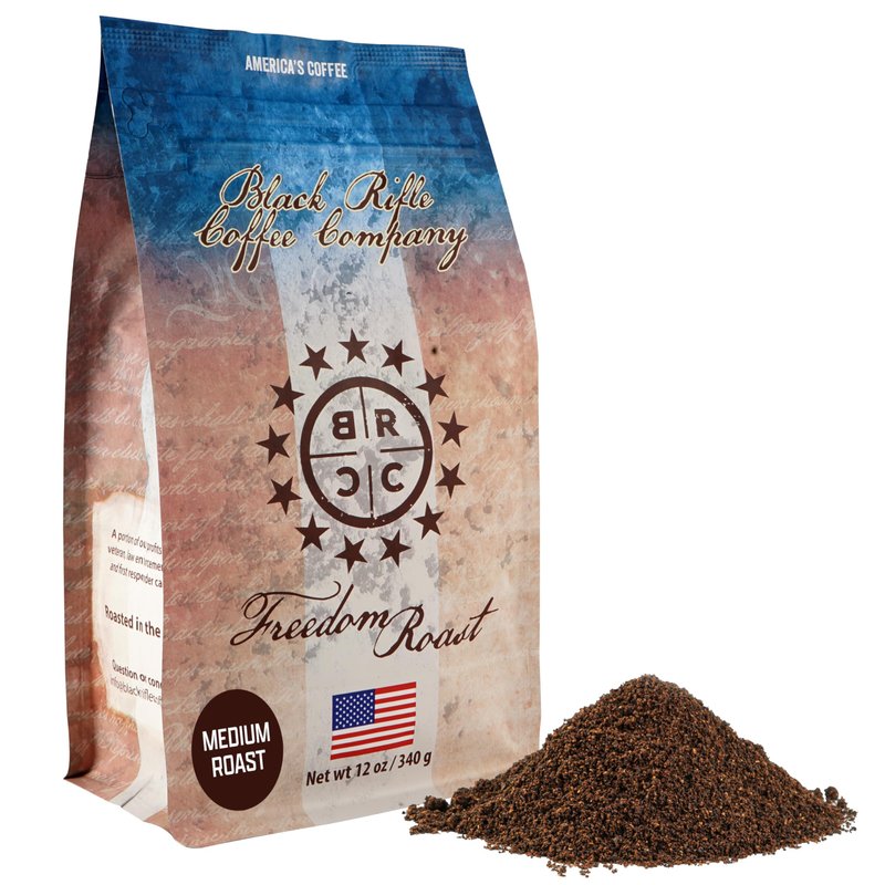 Black Rifle Coffee Company Freedom Roast, 12oz Bag, Ground Coffee Medium Roast - Roasted Blend Made from Arabica Beans - Colombian & Brazilian Beans - Veteran Founded & American Made