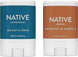 NEW Deodorant Native Mini Coconut Vanilla, Sea Salt & Cedar Scent 2 Pack Combo Aluminum Free 0.35 oz Trial Size - To Carry In Your Pockets Or For Your Travel (Pack of 02)