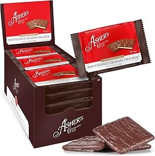 Asher's Chocolates Chocolate Covered Grahams, Gourmet Sweet and Salty Candy, Individually Wrapped Snack, Family Owned Since 1892 (Milk Chocolate, 15 Count, 2 Packs)