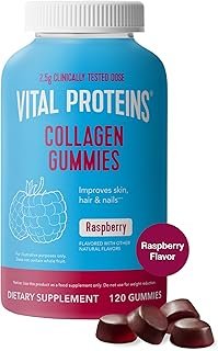 Vital Proteins Collagen Gummies, 2.5g of Clinically-Tested Collagen for Hair, Skin, Nails & Wrinkles, 120 ct, 30-Day Supply, Raspberry Flavor