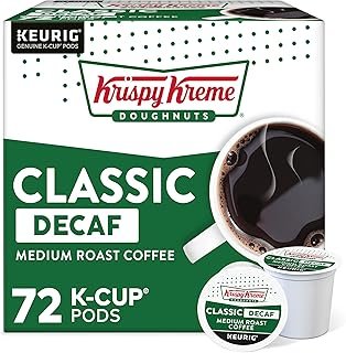 Krispy Kreme Classic Decaf, Single-Serve Keurig K-Cup Pods, Medium Roast Coffee Pods, 72 Count