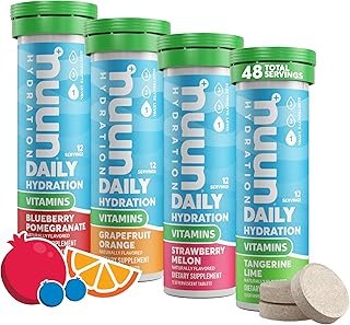 Nuun Vitamins Electrolyte Tablets with Vitamin D, C, E, A, & B6, Folic Acid, Magnesium & 4 Other Essential Electrolytes, Gluten Free & Vegan, Mixed Fruit, 4 Pack (48 Servings Total)