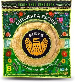 Siete Chickpea Flour Tortillas | Gluten Free | Grain Free | Vegan | 8 Tortillas Per Pack (Pack of 6)