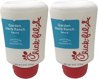 Chick-Fil-A Sauce 8 oz. Squeeze Bottle 2 Pack- Resealable Container for Dipping, Drizzling, and Marinades (Garlic Herb Ranch)
