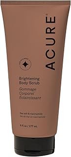 Acure Brightening Body Scrub - Exfoliating Body Scrub with Sea Salt, Scrubber for Men & Women to Smooth Sensitive Skin & Remove Dead Skin Cells, Exfoliator with Clay & Niacinamide Extract - 6 fl oz