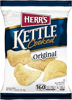 HERR'S Original Kettle Chips, 1.125 Ounce (Pack of 30 Bags) – Crunchy, Golden Kettle Chips with Classic Flavor – Perfect for Lunches and Road Trips