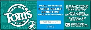 Tom's of Maine Fluoride-Free Rapid Relief Sensitive Toothpaste, Fresh Mint, 4 oz. (Packaging May Vary)