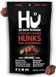 Hunks Vegan Chocolate Covered Sour Goldenberries | 2 Pack | Non-GMO, Gluten Free, Paleo, Organic Dark Chocolate