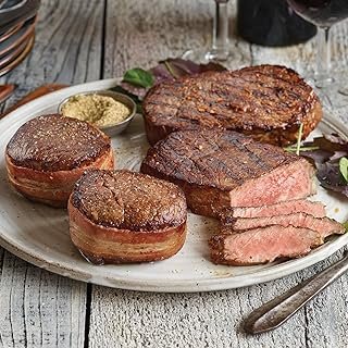 Heartland Sampler Collection with bacon-wrapped Super Trimmed™ Filet Mignon Steaks, Kansas City Strip Steaks and Cooking Instructions from the Kansas City Steak Company