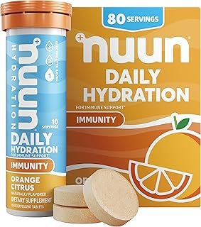 Nuun Immunity Electrolyte Tablets with Vitamin D, C, E, & A, Ginger, Elderberry, Magnesium & 4 Other Essential Electrolytes, Vegan, Orange Citrus, 8 Pack (80 Servings Total)