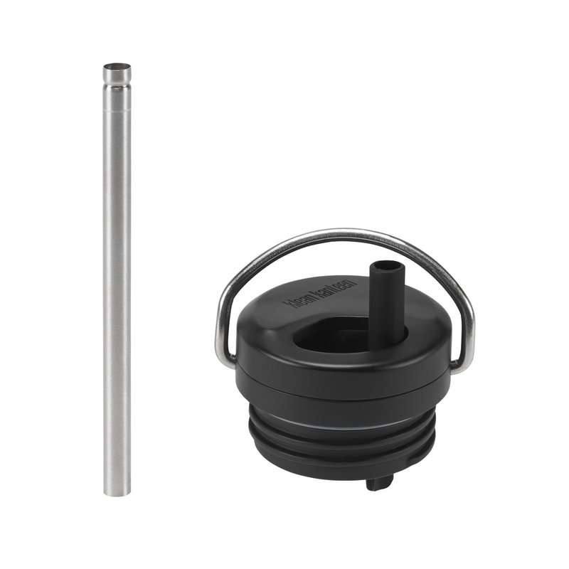 Klean Kanteen TKWide Twist Cap with Straw Kit - Reusable Straw Lid - Premium Water Bottle Accessories - Leak Proof & Dishwasher Safe - Black