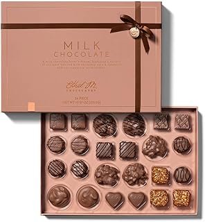 Ethel M Chocolates Deluxe 24-Piece Chocolate with Gourmet Fillings Assortment Box - The Milk Chocolate Collection - Certain to marvel your tastebuds