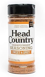 Head Country Bar-B-Q Championship Seasoning, Sweet & Spicy | Gluten Free, MSG Free Barbecue Seasoning With No Allergens | Sweet, Smoky Dry Rub Great On BBQ Chicken, Pork & Ribs | 5.12 Ounce, Pack of 1