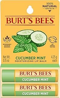 Burt's Bees 100% natural moisturizing lip balm, cucumber mint with beeswax, 2 Count