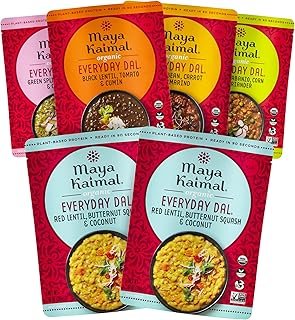 Maya Kaimal Foods - Organic Indian Everyday Dal - 6 pack variety of 10oz Ready to Eat Meals - Fully Cooked - Vegan - Kosher - Microwavable - made from Lentils, Beans, Squash, Coconut, Peas