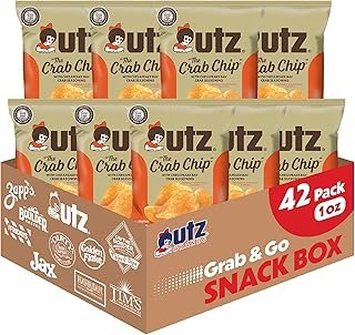 Utz Crab Chips 1 oz. Bags, 42 Count, Crispy Fresh Potato Chips, Perfect for Vending Machines, Individual Snacks to Go, Trans-Fat Free