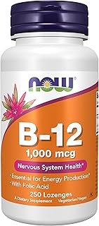NOW Foods Supplements, Vitamin B-12 1,000 mcg with Folic Acid, Nervous System Health*, 250 Chewable Lozenges
