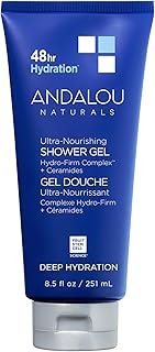 Andalou Naturals Body Wash, Deep Hydration Shower Gel, Ultra-Nourishing Skin Care for Dry Skin with Hyaluronic Acid & Ceramides, Gentle Exfoliating Body Wash for Softer, Glowing Skin, 8.5 fl oz