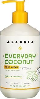 Alaffia Everyday Coconut Face Cream, Skin Care with Virgin Coconut Oil, Moisturizer for Firmness & Elasticity, Helps Reduce the Appearance of Lines & Wrinkles, Purely Coconut, 12 Fl Oz