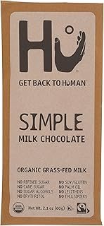 Hu Simple Milk Chocolate Bar, Organic Grass-Fed Milk, Fair Trade, Kosher, USDA Certified Organic, Gluten Free, 2.1 Ounce (Pack of 6)