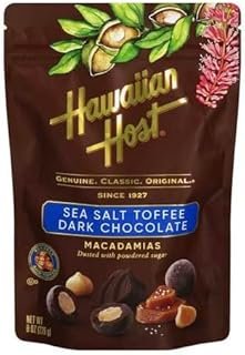Hawaiian Host Paradise Collection - Sea Salt Toffee Dark Chocolate Macadamia Nuts - 8 Oz Bag