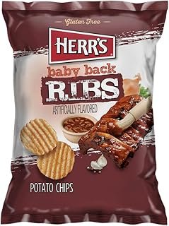 HERR'S Baby Back Ribs Potato Chips, Pack of 12 1Oz