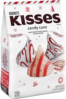 HERSHEY'S KISSES Candy Cane Flavored, Christmas Candy Bulk Bag, 30.1 oz