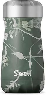 S'well Stainless Steel Traveler, 12oz, Green Foliage, Triple Layered Vacuum Insulated Containers Keeps Drinks Cold for 20 Hours and Hot for 9, BPA Free, Easy Carrying On the Go