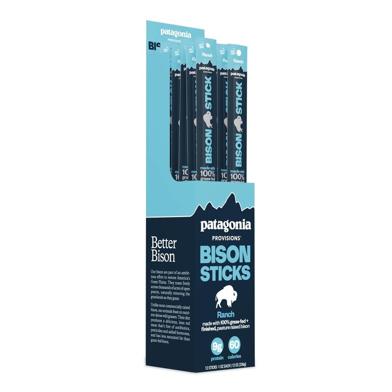 Patagonia Provisions Bison Sticks - Ranch | 100% Grass-Fed, 8g of Protein, 60 Calories | No Artificial Ingredients, Added Flavors, Fillers, or Nitrates | Pack of 12, 1 oz Each