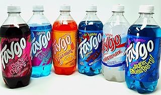 Faygo 20 oz Variety 6 pack -1 each Black Cherry, Cotton Candy, Dreamin Orange Cream Soda, Raspberry Blueberry, Firework, Jazzin Blues berry pop Soda Soft Drink Great for office or work fridge restocks