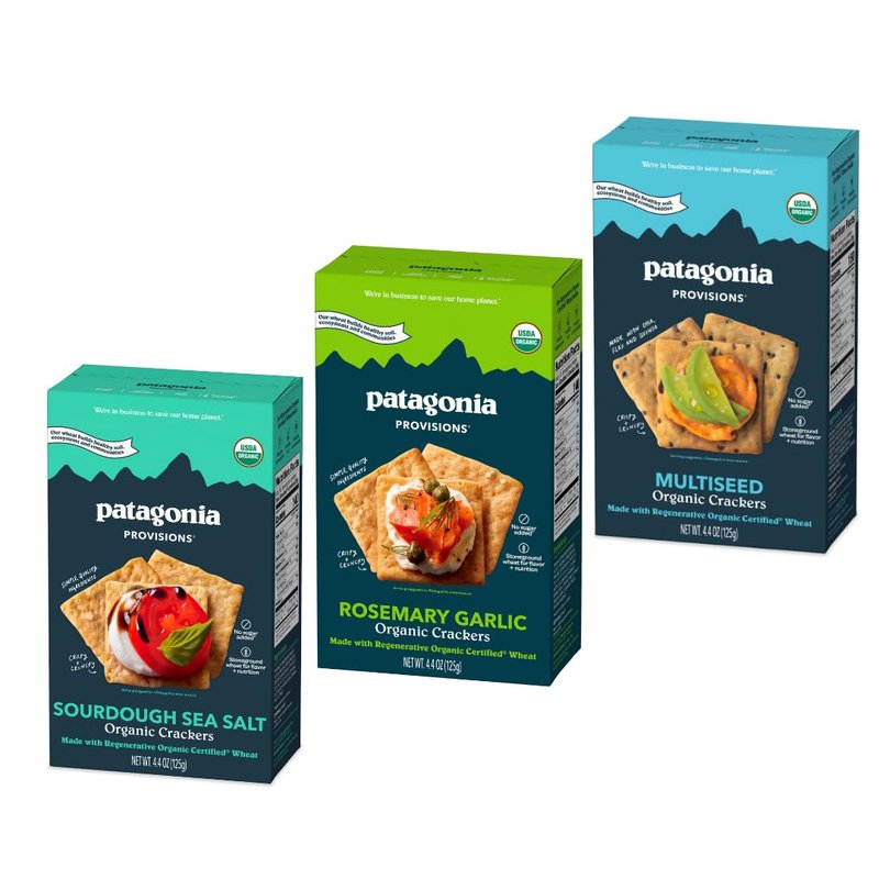 Patagonia Provisions Cracker Variety Pack – 3g Plant Protein Per Serving – Made with Wheat Flour & Sea Salt – Non-GMO, No Added Sugar - Crispy & Crunchy (3 Pack)