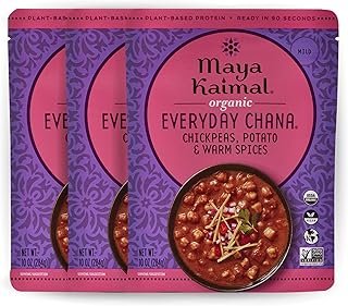 Maya Kaimal Foods - Organic Indian Everyday Chana - 10oz - Fully Cooked Chickpeas, Potato & Warm Spices - Vegan - Microwavable - Ready to Eat - Pack of 3