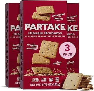 Partake Foods Gluten Free Graham Crackers - Vegan - Free From the Top 9 Allergens Including Dairy, Wheat, Soy, Eggs, & Peanuts - Non GMO - Safe School & Office Snack - Ready for Smores and More (3 Pack, 6.75 oz Boxes)