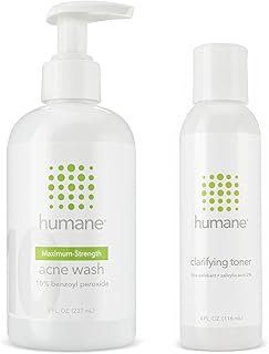humane Maximum-Strength Acne Wash and Clarifying Toner Bundle - 10% Benzoyl Peroxide Acne Treatment