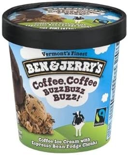 Ben & Jerry's Non-GMO, Cage-Free, Fairtrade Ingredient Ice Cream Pints, Pack of 6 (Coffee, Coffee Buzz Buzz Buzz)