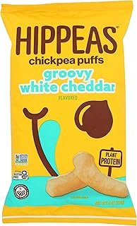HIPPEAS Chickpea Puffs, Vegan White Cheddar, 4 Ounce (Pack of 1), 4g Protein, 3g Fiber, Vegan, Gluten-Free, Crunchy, Plant Protein Snacks