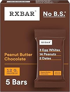 RXBAR Protein Bars, Protein Snack, Snack Bars, Peanut Butter Chocolate, 9.1oz Box (5 Bars)