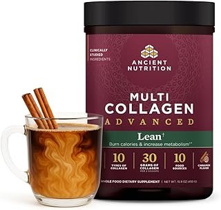 Ancient Nutrition Advanced Hydrolyzed Collagen Peptides Powder Protein Lean with Probiotics and Vitamin C, Cinnamon, for Women & Men, Supports Healthy Weight Management & Muscle Building, 25 Servings