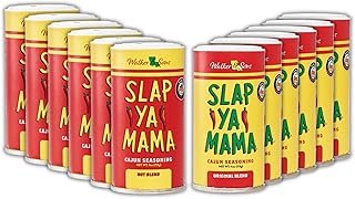 SLAP YA MAMA Cajun Seasoning from Louisiana, Spice Variety Pack, 4 Ounce Cans, 6 Original Cajun and 6 Hot Cajun Blend