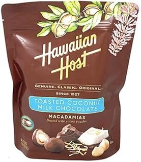 Hawaiian Host Paradise Collection - Toasted Coconut Milk Chocolate Macadamia Nuts - 8 Oz Bag
