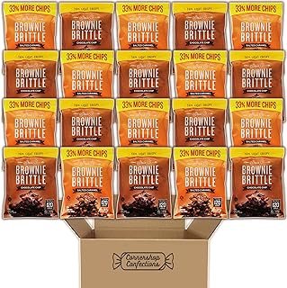 Sheila G's Brownie Brittle 20 Single Serve Bag Bulk Variety Pack - 10 Bags of Each Flavor - Chocolate Chip and Salted Caramel - Perfect Portions - Road Trips, Lunches, In Cornershop Confections Box