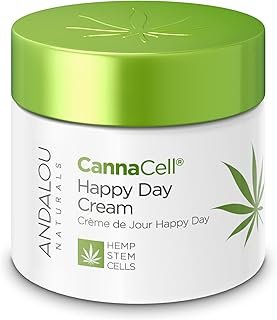 Andalou Naturals Cannacell Happy Day Cream, Face Moisturizer with Nourishing Hemp Stem Cell Formula for Restored & Glowing Skin, Face Cream for Women & Men, 1.7 fl oz
