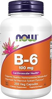 NOW Foods Supplements, Vitamin B-6 (Pyridoxine HCl) 100 mg, Cardiovascular Health, 250 Veg Capsules