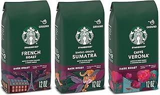 Starbucks Dark Roast Ground Coffee, Variety Pack, 3 bags (12 oz each)