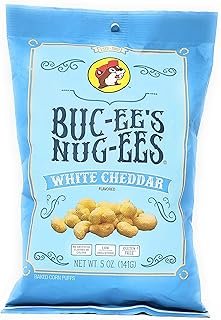 Buc-ee's Nug-ees: White Cheddar Flavored Powdery Cheese-Flavored Beaver Nuggets Sweet Corn Puff Snacks From Texas, Gluten Free, 1 Bag of 5 Ounce