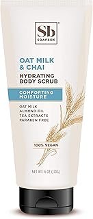 Soapbox Gentle Exfoliating Body Scrub ? Oat Milk & Chai ? 6oz ? Moisturizing Body Scrub for Visibly Smoother Skin with Coconut Oil and Oat Milk